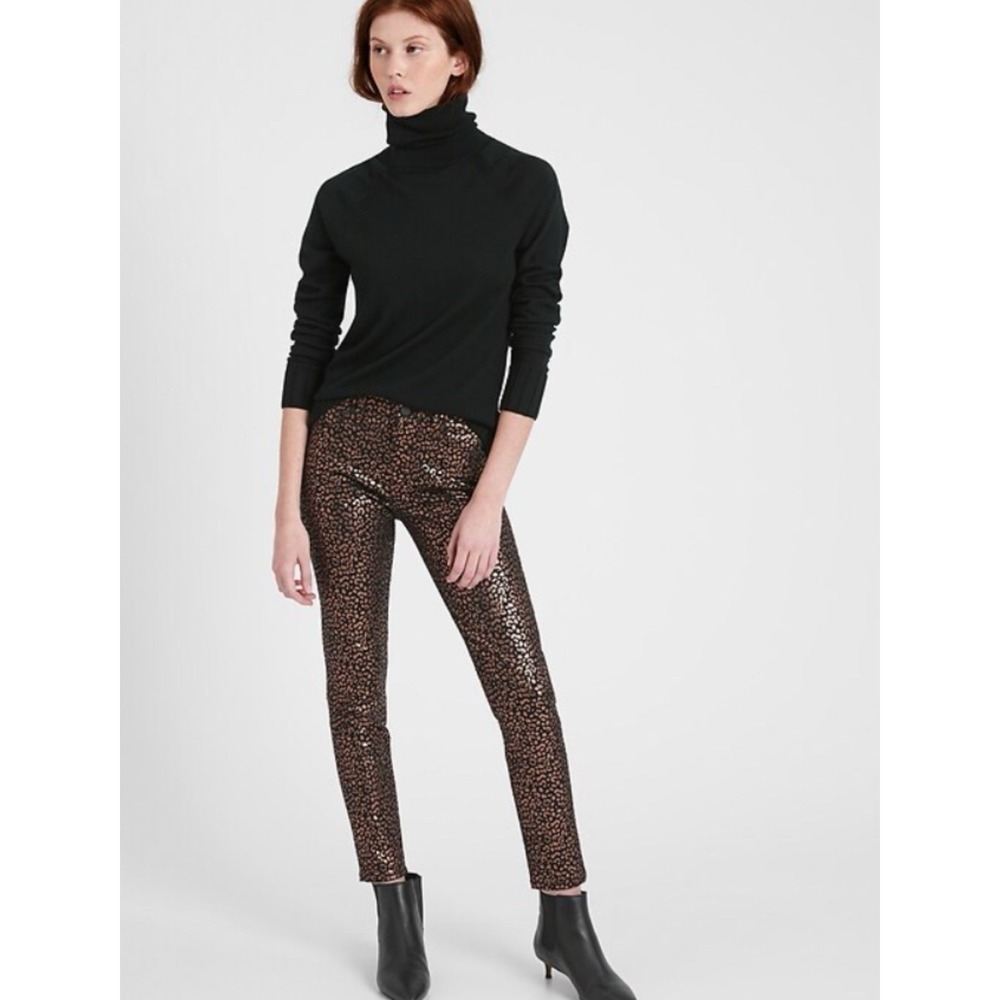 Banana Republic Mid-Rise Metallic Leopard Skinny Stretch Jeans Size 30/ 8 RT$129